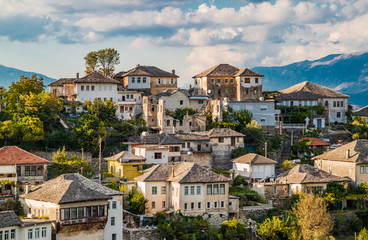 Historical UNESCO protected town of Gjirocaster , Southern Albania - obrazy, fototapety, plakaty