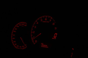 Car gauges, instrument cluster black and red