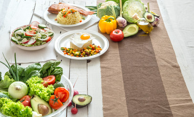 Organic healthy food on the dining table