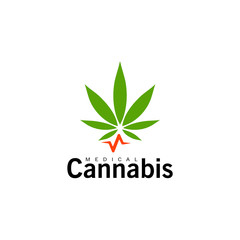 Medical Cannabis icon. Green hemp leaf, marijuana symbol. Isolated simple flat logo template. Concept design for medicine. Isolated vector emblem.