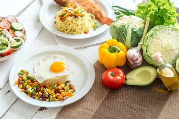 Organic healthy food on the dining table
