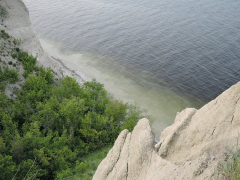 Steep shore of the cliff of Stepan Razin. Volga river