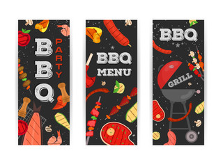 Barbecue party, menu, invitation design. BBQ