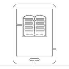 Continuous one line drawing Ebook reader concept