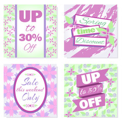 Spring Sale banners vector set. 