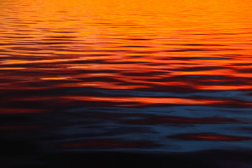 Magical ocean surface reflecting the orange sunset