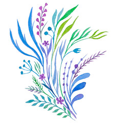Abstract watercolor bouquet, elegant illustration isolated
