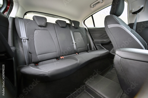 rear seats covered with fabric in a luxury car