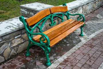 wooden bench in the park