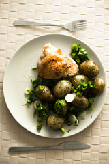 boiled potato with chicken