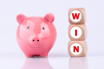 Sparschwein mit dem Begriff WIN