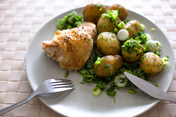boiled potato with chicken