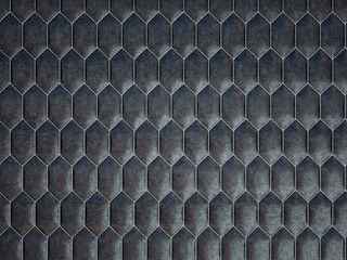 Leather stitched hexagon or honecomb black shiny texture