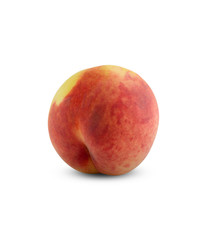 Peach on a white background. Ripe peach close-up isolated on white background.