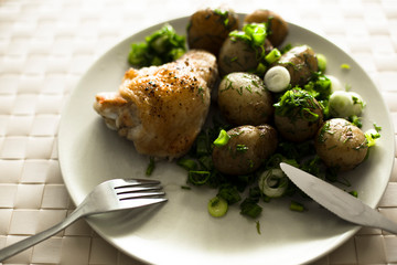 boiled potato with chicken