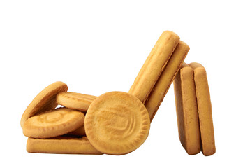 Creatively laid out different cookies isolated on white