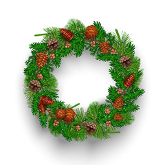 Fototapeta na wymiar Fir Needle Wreath Composition