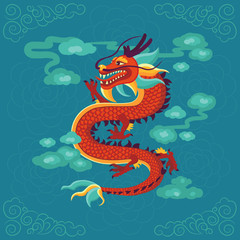 Obraz premium Red Chinese dragon vector illustration.
