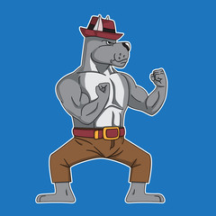 Fighting Pitbull cartoon