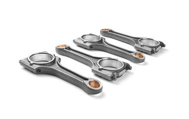 Connecting rod from a car engine isolated on white