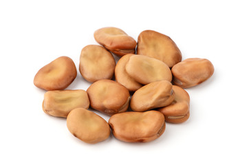 dried broad beans on white background