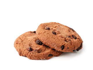 Chocolate chip cookie isolated on white background