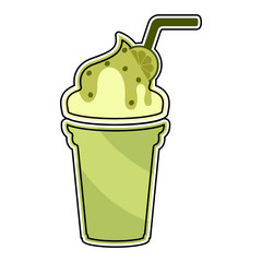 Isolated colored lemon frappe icon with a straw - Vector