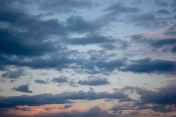 Obraz premium Beautiful Blue Sky with Dramatic Clouds. Nature Spectacles
