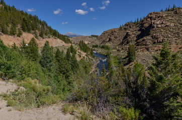 Fototapeta na wymiar Arkansas River Headwaters and distant Mount Elbert scenic view fron U.S. Route 24 highway near Granite (Chaffee County, Colorado)