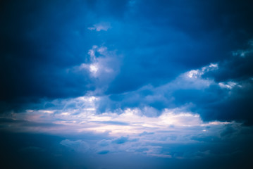 Naklejka na ściany i meble Beautiful Blue Sky with Dramatic Clouds. Nature Spectacles