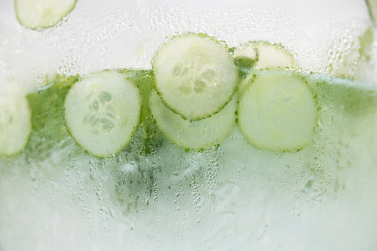 Cucumber infused water frozen horizontal