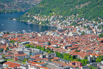 Naklejka na ściany i meble Como - The the City with the Cathedral and lake Como.