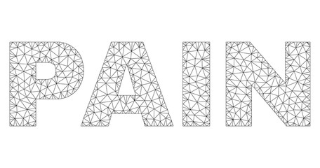 Mesh vector PAIN text. Abstract lines and points form PAIN black carcass symbols. Linear carcass flat triangular mesh in eps vector format.