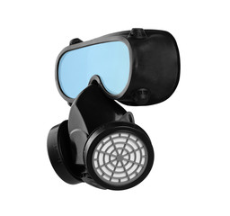 Chemical Protection mask and goggles isolated
