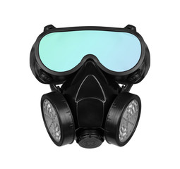 Chemical Protection mask and goggles isolated
