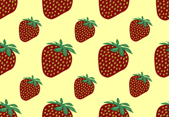 Vector seamless pattern with delicious strawberries.