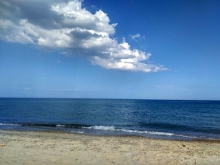 beach, sea, ocean, sky, sand, water, blue, landscape, clouds, coast, summer, nature, horizon, tropical, waves, travel, cloud, wave, seascape, vacation, surf, paradise, shore, holiday, island