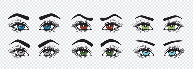 Foto op Aluminium Set of eyebrows with colored eyes shapes. Vector © Nata789