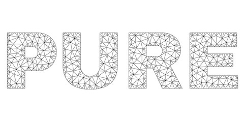 Mesh vector PURE text. Abstract lines and dots form PURE black carcass symbols. Linear carcass 2D triangular mesh in vector EPS format.