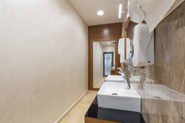 Public toilet in hotel restaurant