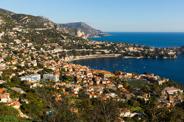 Fototapeta premium Nice cityscape with apartment buildings seaview