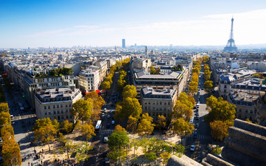 Fototapeta premium Aerial view of Paris with Eiffel Tower