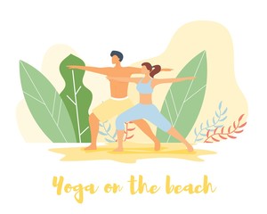 Modern cartoon flat characters doing summer sport activity,landing page,sales banner flyer poster,web online concept,healthy lifestyle design.Flat cartoon family people doing yoga on beach,training