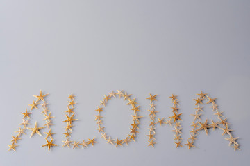 The inscription lined with starfish 