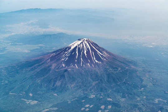 Aerial view on Fuji mountain.