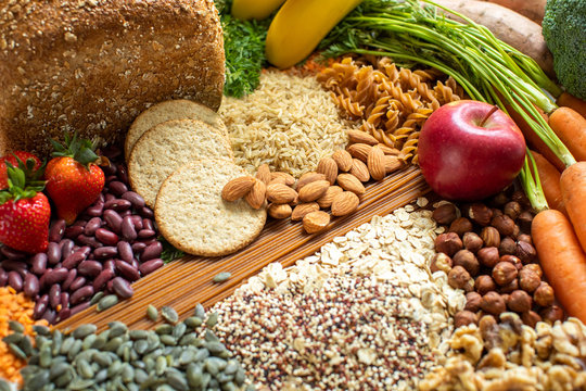 Overhead Shot Of Foods Containing Healthy Or Good Carbohydrates
