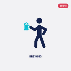 two color brewing vector icon from activity and hobbies concept. isolated blue brewing vector sign symbol can be use for web, mobile and logo. eps 10