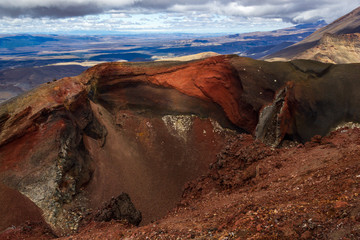 Red Crater on the top of Tongariro Volcano, Tongariro Crossing National Park - New Zealand