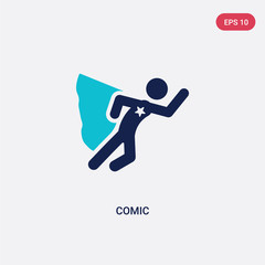 two color comic vector icon from activity and hobbies concept. isolated blue comic vector sign symbol can be use for web, mobile and logo. eps 10