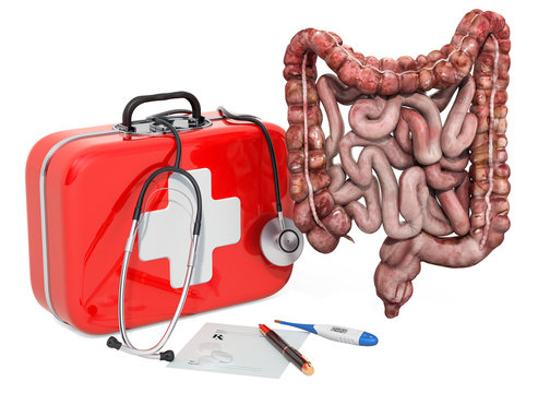 First Medical Aid and treatment of intestines concept, 3D rendering